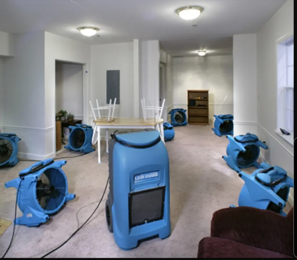 Air movers and dehumidifier setup for Water Damage Restoration in Lindenwold